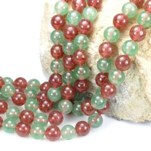 Boule de quartz rubis brillant rouge vert 8 mm, 1 fil