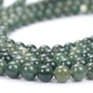 Serpentine plain round green 6 & 8 mm, 1 strand