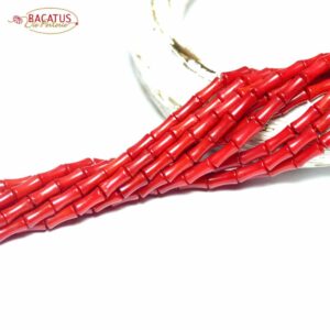 Foam coral cylinder red approx. 4x8mm, 1 strand