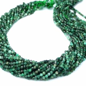 A-grade emerald faceted plain round ca. 2-4mm, 1 strand