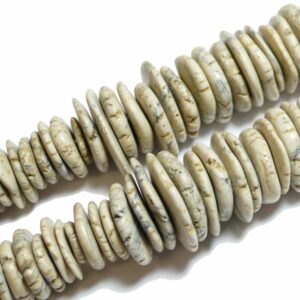 Turquoise discs beige 10 to 20 mm, 1 strand