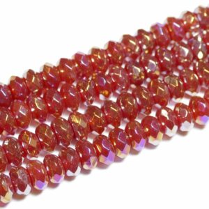 Agate faceted rondelle AB red 5×8 mm, 1 strand