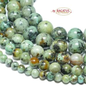 African turquoise balls glossy 2 – 12 mm, 1 strand