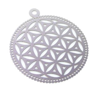 Olive pattern pendant disc stainless steel 28 mm