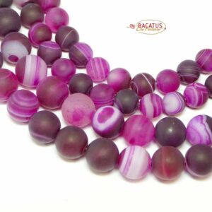Ribbon agate ball matt purple 6 – 8 mm, 1 strand