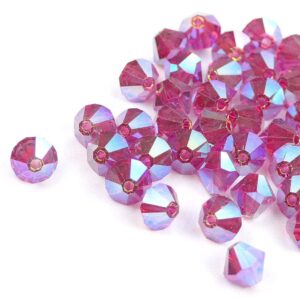 Perles de cristal Bicône PRECIOSA fuchsia 2AB 4 & 6 mm