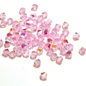 Perles de cristal Bicône PRECIOSA saphir rose AB 4 & 6 mm