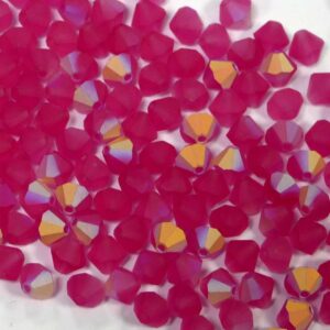 Perles de cristal Bicône PRECIOSA rosé AB mat 6 mm