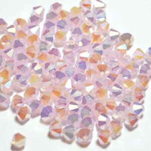 Perles cristal bicône PRECIOSA opale rosé 2AB 4 mm