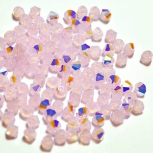 Perles de cristal Bicône PRECIOSA opale rosée AB 4 mm