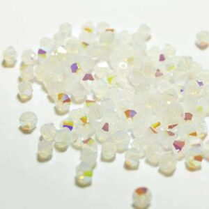 Perles cristal Bicone PRECIOSA opale blanche AB 4 + 6 mm