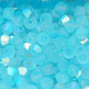 Perles de cristal Bicône PRECIOSA aqua bohemica AB mat 6 mm
