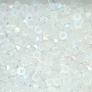 Perles de cristal Bicône PRECIOSA cristal AB mat 3-6 mm