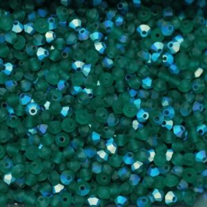 Perles de cristal Bicône PRECIOSA émeraude AB mat 3-6 mm
