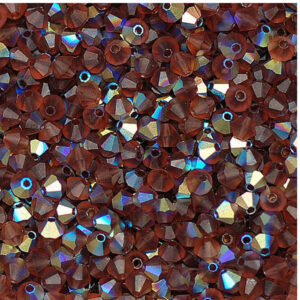 Perles de cristal Bicône PRECIOSA bordeaux clair AB mat 4 & 6 mm