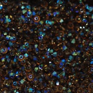 Crystal beads Bicone PRECIOSA smoked topaz AB 3 – 6 mm