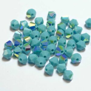Crystal beads Bicone PRECIOSA turquoise AB 4 mm