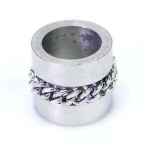 Large hole bead with chain stainless steel 10x9mm