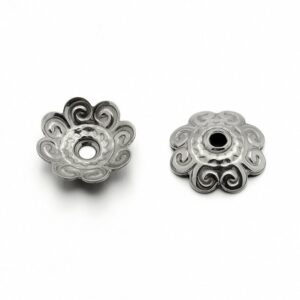 Bouchon de perle à motif floral, acier inoxydable 11x3mm
