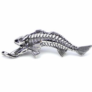 Fish skeleton pendant stainless steel 80×15 mm