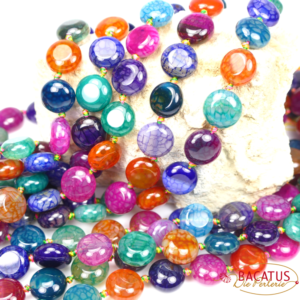 Agate coins colored 12 mm, 1 strand