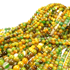 Ribbon agate plain round green yellow 4 – 12 mm, 1 strand