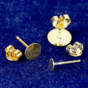 Stud earrings with disc 925 silver * gold plated * 4-8mm 1 piece