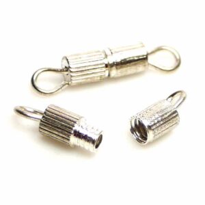 Screw cap cylinder ribbed pattern silver 8x3mm