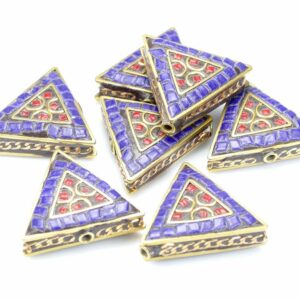 Tibetische Perle Dreieck 28x31x9 mm blau
