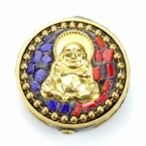 Tibetische Perle Buddha gold 28×10 mm