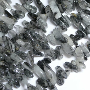 Pépites de quartz de tourmaline 6 x 20 mm, 1 fil