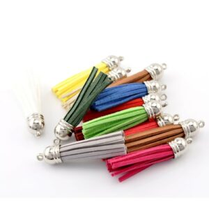 Velor tassel 60x10mm mixed colors 5 pieces
