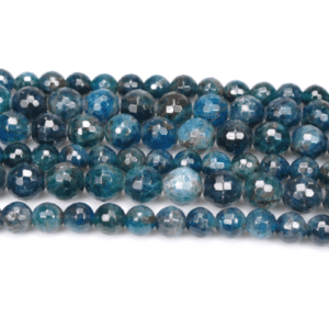 Apatite plain round faceted blue green 8 & 10 mm, 1 strand