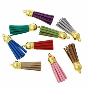 Velor tassel 40x10mm mixed colors 5 pieces