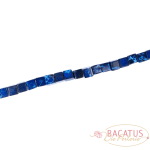 Impression Jaspis Würfel blau 4mm, 1 Strang