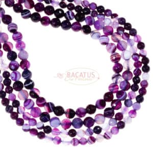 Band agate ball faceted purple 4-10mm, 1 strand
