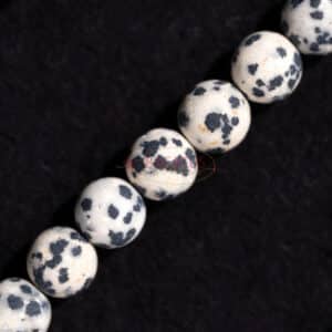 Dalmatian jasper matt round 2 – 12 mm, 1 strand