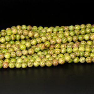Boule de jaspe d’Afrique vert brillant 6-8mm, 1 fil