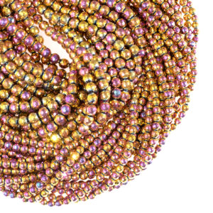 Hematite plain round faceted gold-purple approx. 6-8mm, 1 strand
