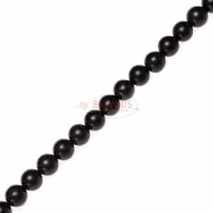 Boule shungite noir brillant 6-8 mm, 1 fil