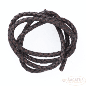 Braided leather cord 6 mm dark brown 1m