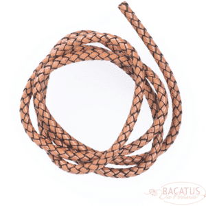 Braided leather cord 6 mm light brown 1m