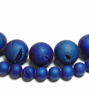 Agate matt blue metalic crystal glands 6 – 16 mm, 1 strand