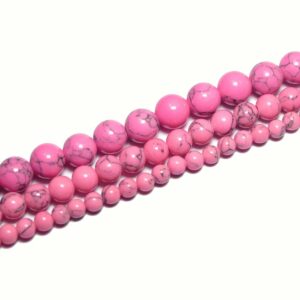 Howlite plain round pink 4 – 12 mm, 1 strand
