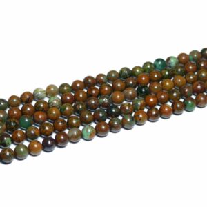 Jasper ball glossy brown-green 6 mm, 1 strand