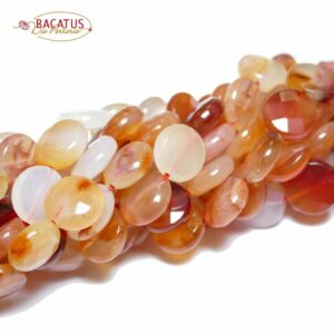Carnelian coins faceted 5 x 12 mm, 1 strand
