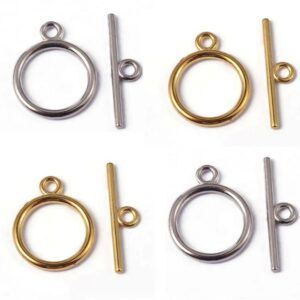 T-clasp toggle clasp metal, gold or silver 18 mm