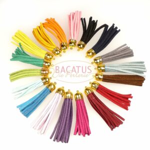 Velor tassel 60x10mm with gold-colored cap