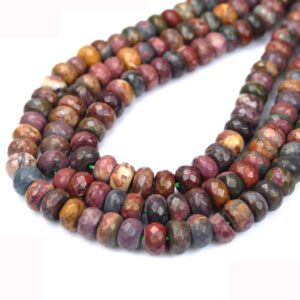 Picasso jasper rondelle faceted 5 x 8 mm, 1 strand
