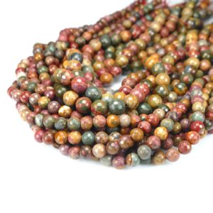 Picasso jasper faceted round 4 – 10 mm, 1 strand
